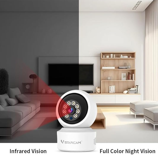 VSTARCAM 720P Wide-Angle Lens Indoor Home Security Cameras, Color Night Vision, Motion Detection, Two-Way Audio