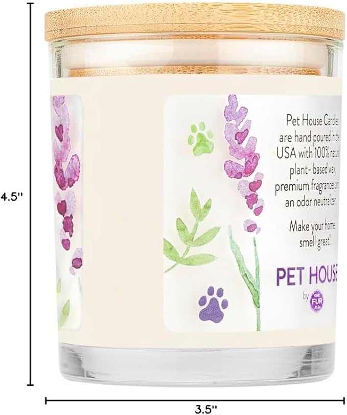 One Fur All Pet House Candles 2 Pack - Plant-Based/Soy, Clean Burning, Long Lasting Pet Odor Candle for Home - Lavender Green Tea