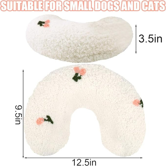 BABORUI Large Dog Calming Pillow for Dogs, U Shaped Dog Neck Pillow for Joint Relief Sleeping Improve, Machine Washable Pet Pillow for Dogs & Cats(White)