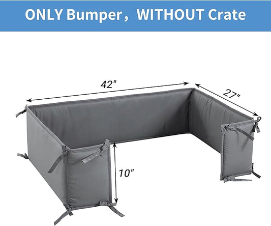 Hombys Dog Crate Bumper with Ties - Soft Crate Accessory (Do Not Include Cage) (Dark Grey, 42"x27")