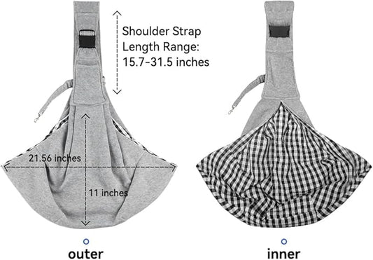 Dog Carrier Sling, Adjustable Shoulder Strap Dog Carriers for Small Dogs, Puppy Carrier Purse for Pet Cat with Front Zipper Pocket Safety Belt Machine Washable Holder