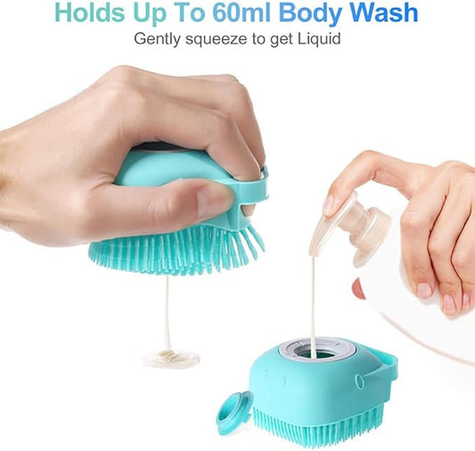 Pet Bath Brush Scrubber,Silicone Bath Brush Filling Liquid,Pet Massage Brush Bath Shampoo Brush,Hair Fur Grooming Cleaning For Short Long Haired Dogs And Cats (Yellow)