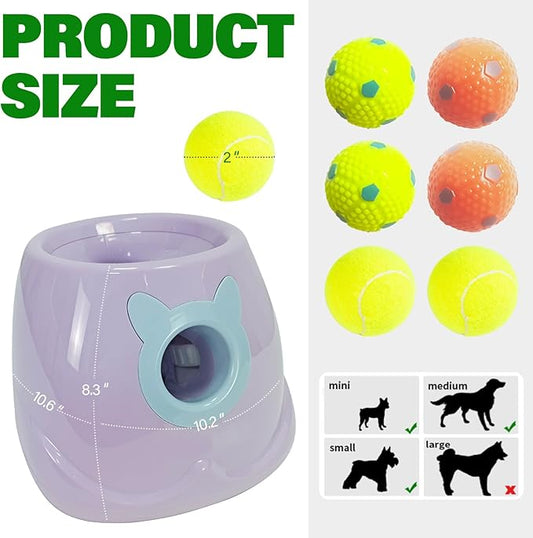 Dog Ball Throwing Machine Automatic for Small to Medium Sized Dogs, Dog Interactive Toy Pet Ball Launcher with Balls (Purple with Remote Control)