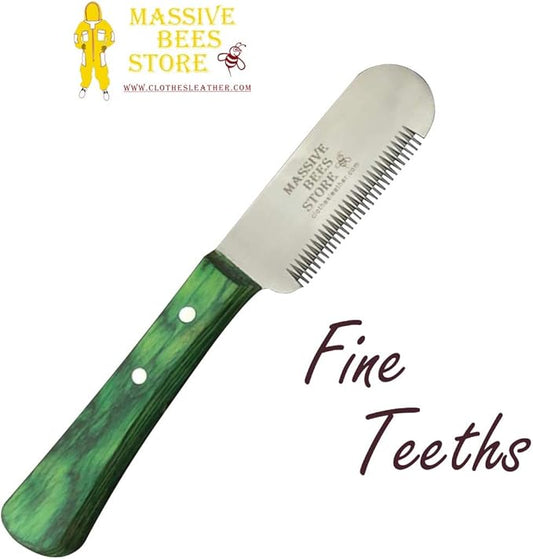 Massive Bee Store® Dog Grooming Coat Stripping Knife Stripper Trimmer Tool Wooded Handle tripping Knives Set of 6 in Stainless Steel non slip tool for grooming dogs (Green)