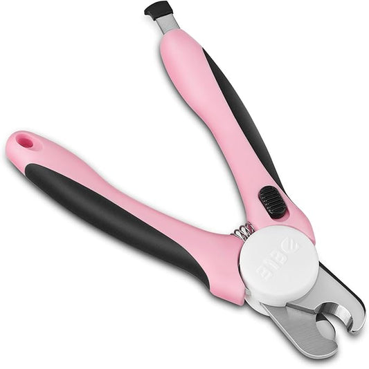 Flexzion Dog Cat Nail Clipper and Trimmer, Pet Toe Claw Scissor Grooming Tool with Stainless Steel Blades File Easy Grip Handle Safety Guard Avoid Overcutting for Small Medium Large Breed Puppy, Pink