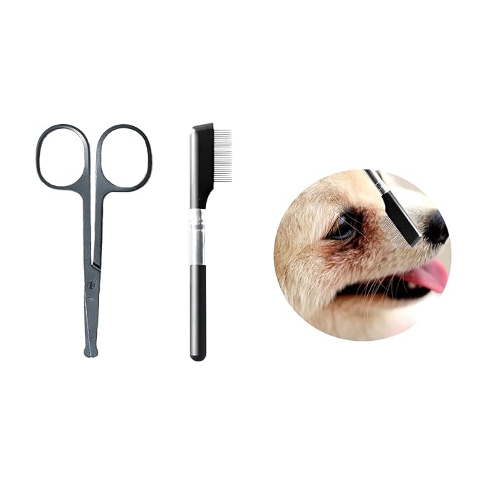 Dog Tear Stain Remover Comb, Cleanser scissors remove Floating Hair,Dog Cat Grooming Comb Pet Tear Stain Remover Combs Fine Tooth Grooming Removal Tool (Black)