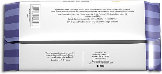 Three Dog Bakery Cookies with Carob Flavored Chips, Premium Treats for Dogs, 13 Ounce Package, 6-Pack