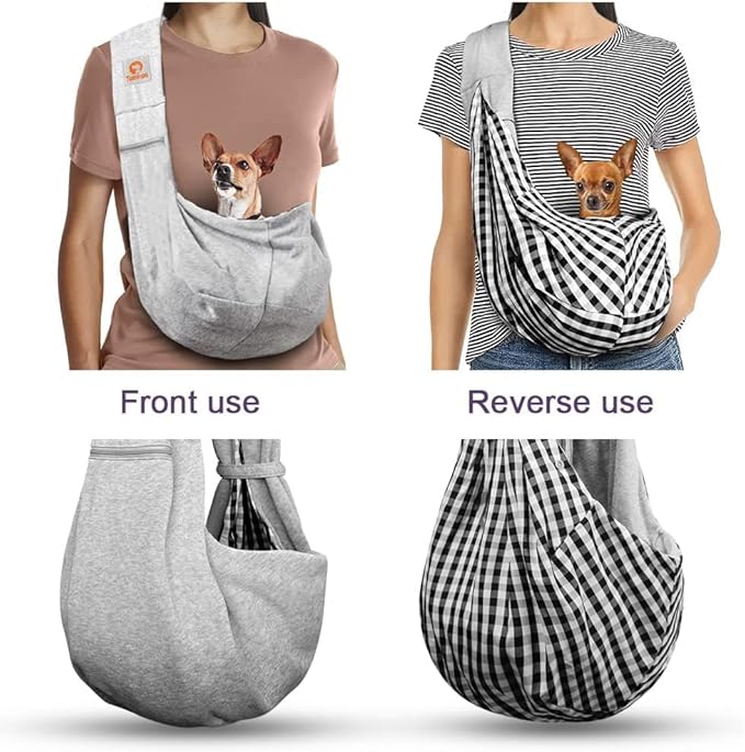 TOMKAS Dog Sling Carrier for Small Dogs pet Slings with Extra Pocket Storage Sling with Storage Pocket