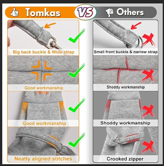 Tomkas Small Dog Sling Carrier - Classic Strap & Classic Pocket - for 3-10 lbs Pets(Grey)