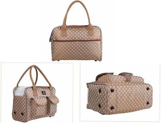 Hubulk Dog Carrier Bag Pet Tote Bag Doggie Handbag Cat Purse Puppy Pouch, Free Collapsible Dog Bowl Included (M Khaki)