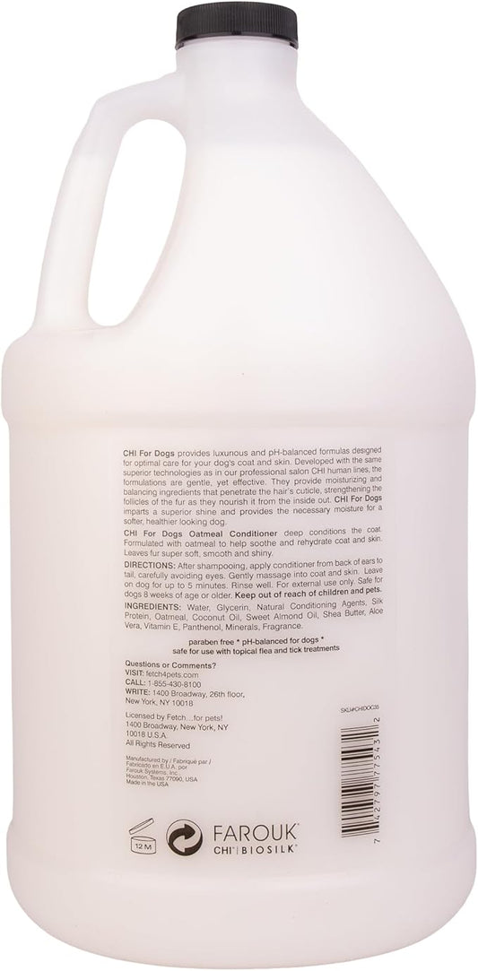 CHI for Dogs Oatmeal Conditioner, Professional Quality Dog Grooming Formulas, Gallon (128 fl oz) Size