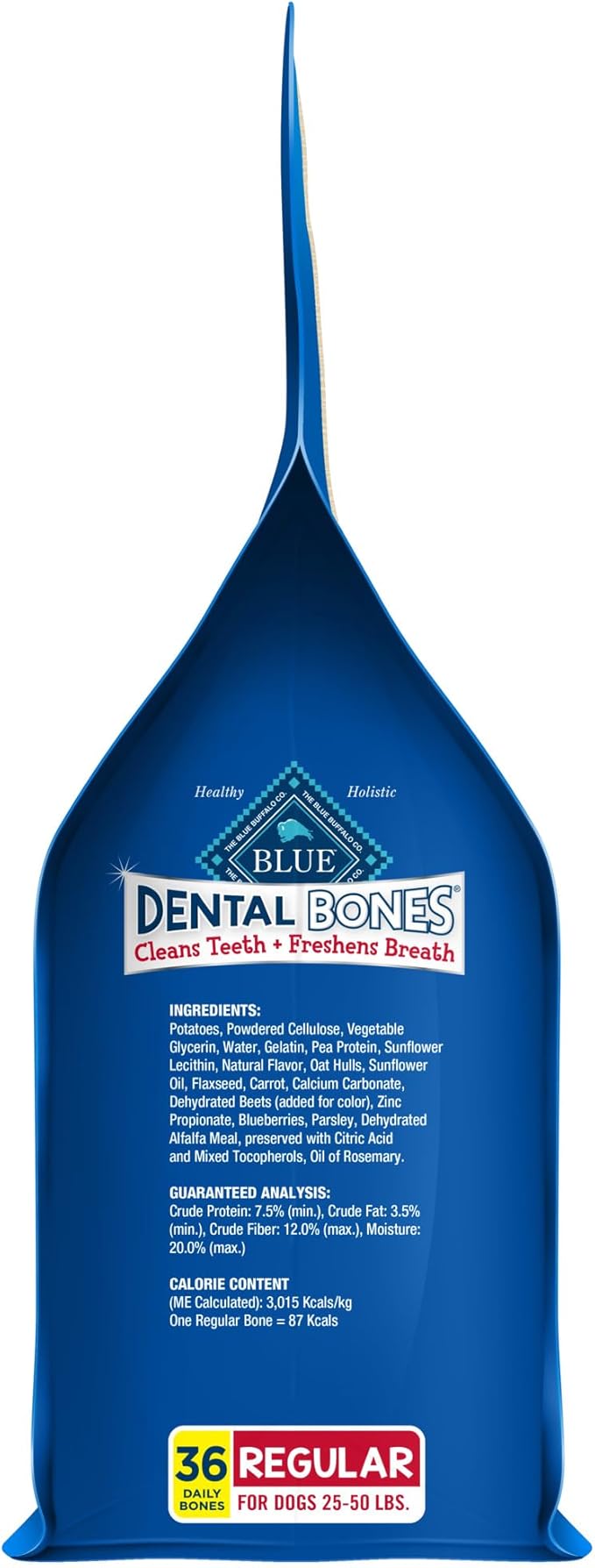 Blue Buffalo Dental Bones Regular Natural Dental Chew Dog Treats Bag Jumbo Pack, 36oz. Bag
