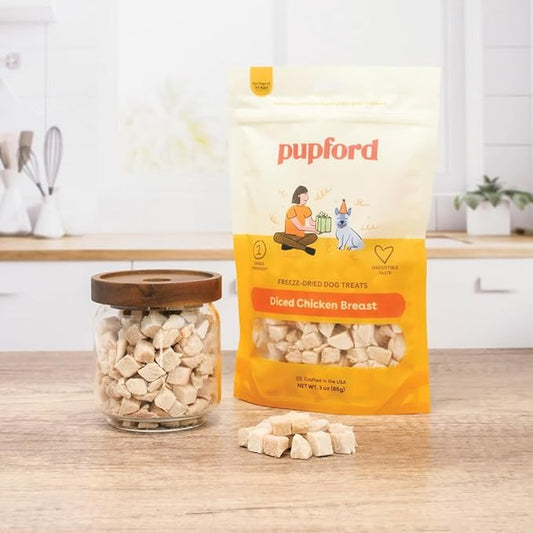 Pupford Freeze Dried Chicken Breast Treat for Dogs & Puppies - Healthy, Natural, Single Ingredient Dog Treats - Made in USA (5.75 oz)