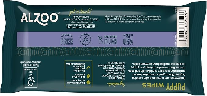 Grooming Wipes for Puppies, 100% Plant-Based Active Ingredients, 100 Count