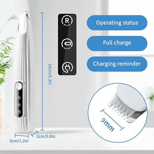 Upgraded Dog Paw Trimmer with LED Light, Low Noise Cat Clipper for Grooming, 9mm Precision Blade Digital Display Pet Paw Trimmer for Paws, Ears, Face, Waterproof Rechargeable Paws Clipper for Dog Cat