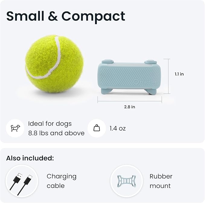 Tractive GPS Dog Tracker (2025 Release) | Real-time Pet Location Tracker | Health & Wellness Alerts | Virtual Fence for Dogs | Bark Monitoring | Dog Collar Attachment (Mint)