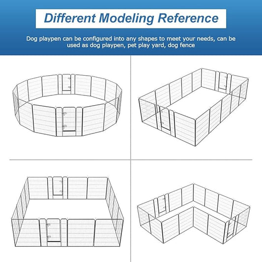 40 Inch Height 16 Panels Dog Playpen Outdoor/Indoor Heavy Duty Pet Playpen with Doors Heavy Duty Foldable Metal for RV, Camping, Yard