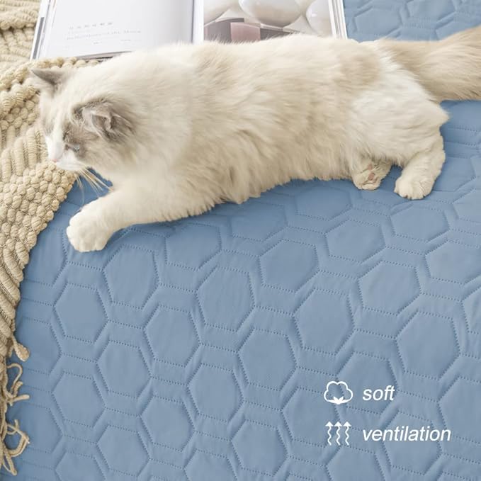 Waterproof and Anti-Slip Dog Bed Cover and Pet Blanket Sofa Pet Bed Mat ,car Incontinence Mattress Protectors Furniture Couch Cover for Most Cats Dogs, Pets(52x82-Stoneblue)
