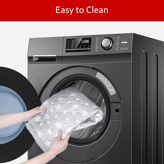 Dog Bed Covers Replacement Washable Pet Hair Easy to Remove, Waterproof Dog Bed Covers Noiseless Quilted, Pet Bed Cover Lovely Grey Star Print, Puppy Bed Cover 22x35 Inches, for Dog/Cat, Cover Only