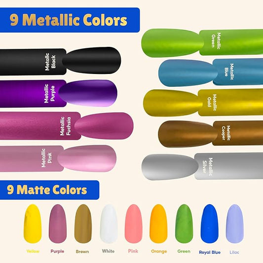 18 Metallic & Matte Colors Dog Nail Polish Pens Quick Dry with Dog Nail File, Non Toxic Glitter Dog Safe Nail Polish, Easy to Apply Pet Safe Accessories for Small and Large Puppies