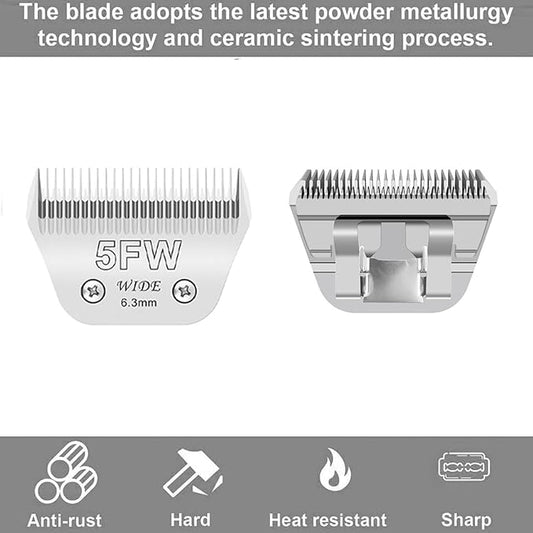 Wide Blades for Dog Grooming Blades Compatible with Andis,Oster A5,Wahl km10 Dog Clippers Stainless Steel Blades Blades for Animal Dog,Cat,Horse, (#5FW(6.3mm))