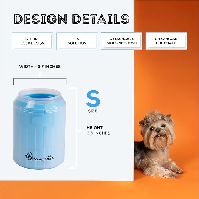 Pet Paw Cleaner & Scrubber For Dogs, Durable & Non-Slip Washer Cup For Small Dogs & Puppies With Silicone Bristle Brush, Non-Slip Cleanser, For Dirt And Mud Removal, Achieve Clean Paws & Feet Faster