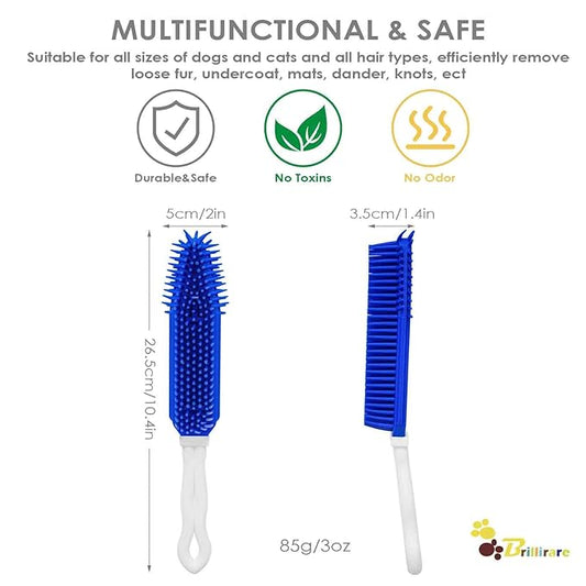2 Pack Dog Grooming Bath Brush, Premium Soft Silicone Pet Brushes with Handle, Shampoo Soothing Comb for Wet Dry Long Short Haired Dogs & Cats Massaging, Deshedding Shower Scrubbing