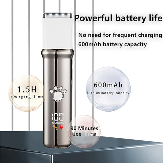 4-in-1 Dog Grooming Clippers Kit, Cordless Rechargeable Low Noise Shaver Grooming Supplies, Waterproof and Washable Pet Trimmer Set with Paw Trimmer for Dog Pets (Grey)