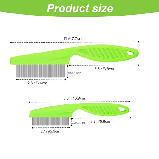 2 in 1 Multifunctional Pet Grooming Comb - Flea and Tear Stain Removal for Dogs and Cats, Dehairing for Face and Paws (Green)