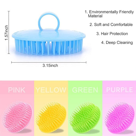 4pcs Silicone Dog Grooming Brush Pet Shampoo Bath Brush Soothing Massage Rubber Comb with Handle for Long Short Hair Dogs Cats (A)