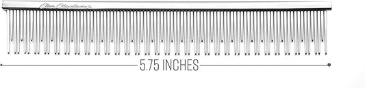 Chris Christensen Groomer's Bundle - 6 in. Cat/Carding Dual Tooth Buttercomb, Stainless Steel Pins, Rounded Corners - Mark II Small Slicker Dog Brush, Round Ground Stainless Steel Pins