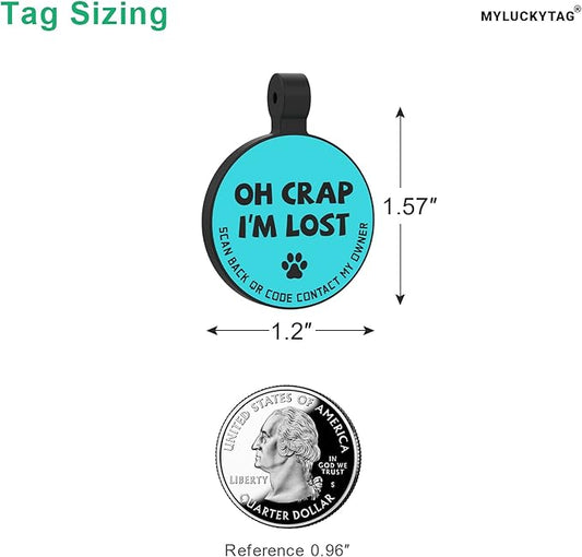 MYLUCKYTAG Silent Silicone QR Code Pet ID Tags Dog Tags - Pet Online Profile - Scan QR Receive Instant Pet Location Alert Email
