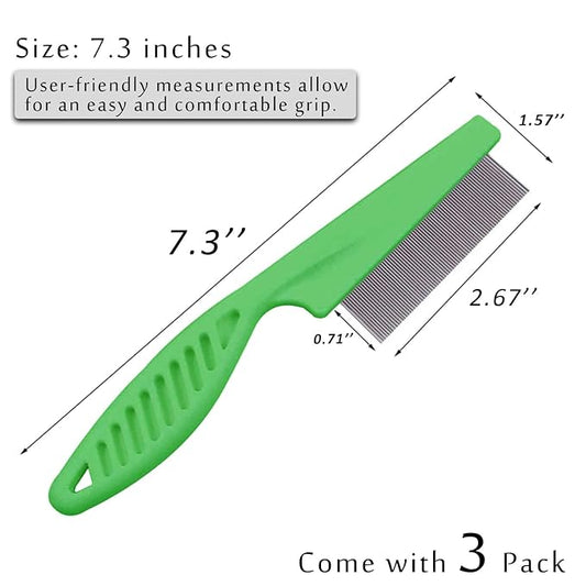 Versatile Pet Grooming Kit - Flea Comb for Detangling & Dematting, Tear Stain Remover, 3 Combs for Dogs & Cats