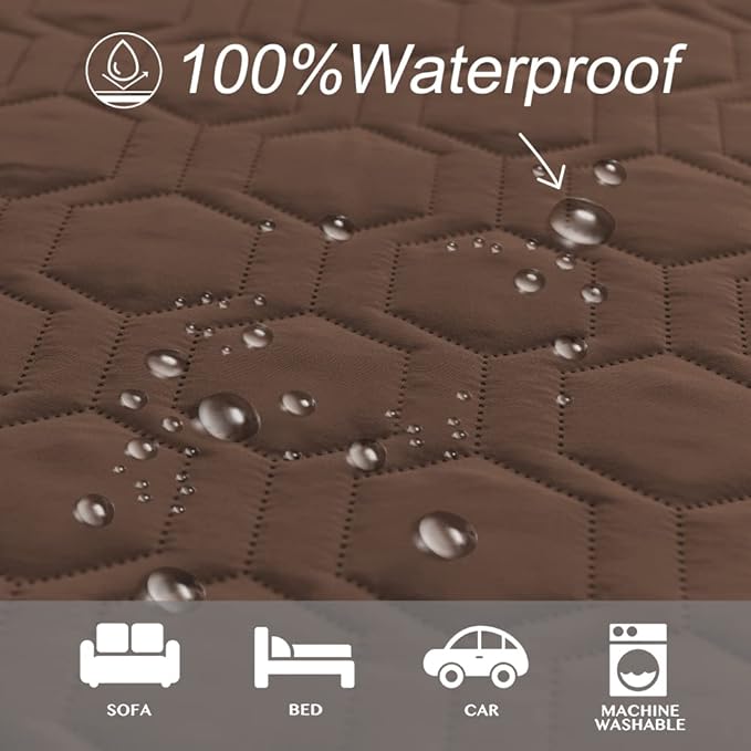 Waterproof and Anti-Slip Dog Bed Cover and Pet Blanket Sofa Pet Bed Mat ,car Incontinence Mattress Protectors Furniture Couch Cover for Most Cats Dogs, Pets(52x82-Chocolate)