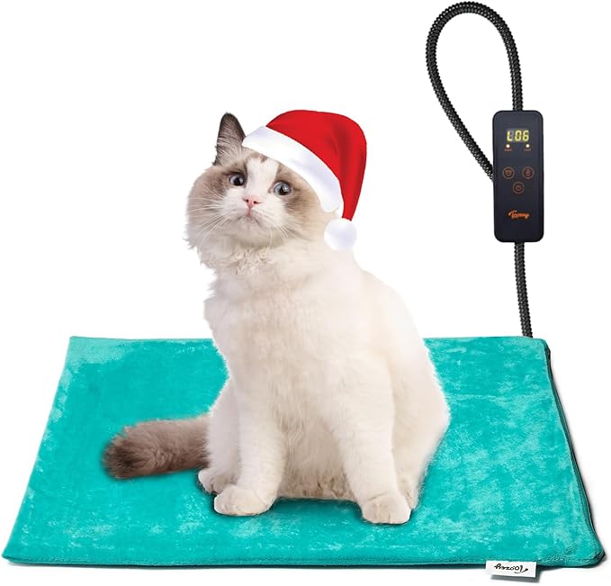 Toozey Pet Heating Pad, 6 Adjustable Temperature Dog Cat Heating Pad with Timer, Indoor Pet Heating Pads for Cats Dogs with Chew Resistant Cord, Electric Pads for Dogs Cats, Pet Heated Mat