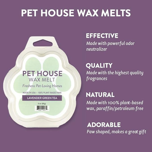 One Fur All Pet House Wax Melts - Lavender Green Tea Pack of 2 - Pet Odor Eliminating Wax Melts - Long-Lasting Scented Wax Melts - Pet-friendly Wax Melts - Natural Wax Melts