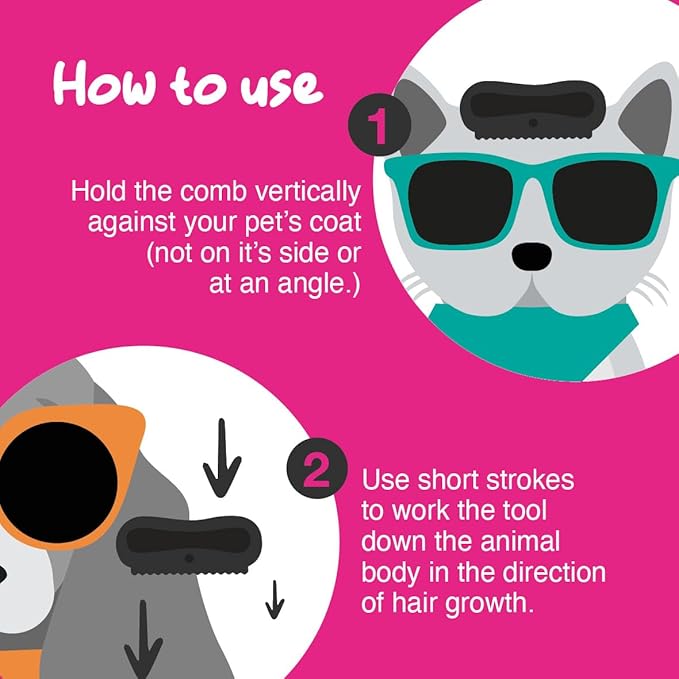 Deshedding & Grooming Brush for Dogs, Cats, Horses & Rabbits - Gentle & Effective Pet Grooming Tool, Wide Shallow Comb, Smooth Groomer for Cats, Dogs and Horses, Combs for Grooming Animal