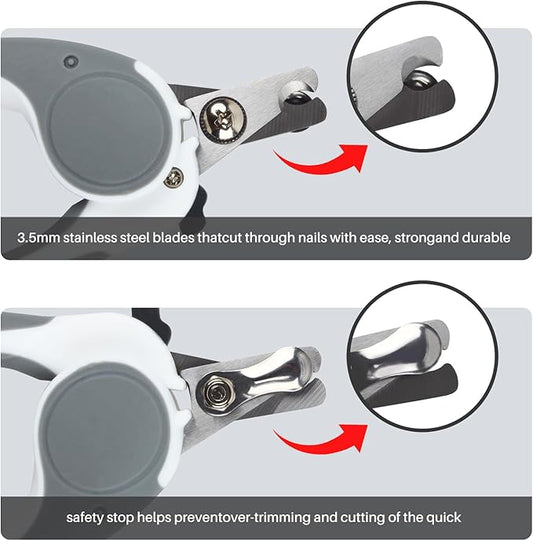 Pet Nail Clippers, Dog Nail Trimmers with Safety Guard to Avoid Excessive Cutting Nails, Dog Grooming Clippers has a Variety of Colors Suitable for Dogs, Cats and Other Pets(Grey)