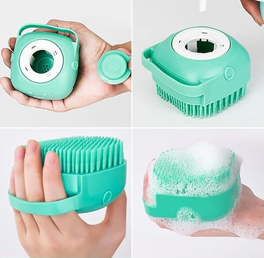 Silicone Dog Massage Brush-Shampoo Dispencer (blue)