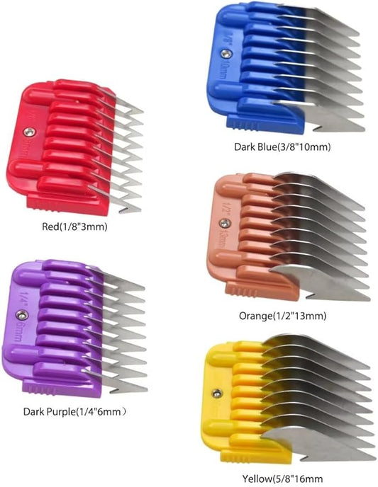 5 Pcs Stainless Steel Pet Clipper Guide Comb Kit for Andis Oster A5 Wahl KM10 Series Clipper Detachable Blade