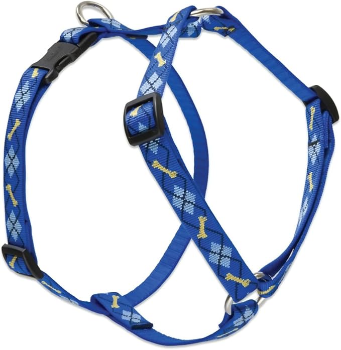 LupinePet Originals 3/4" Dapper Dog 14-24" Adjustable Roman Dog Harness for Medium Dogs
