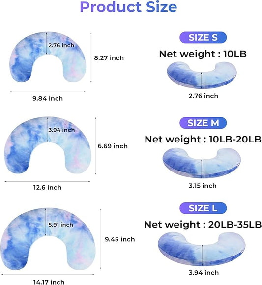 Dog Pillow, U-Shaped Dog Calming Pillow for Pet, Soft Dog Neck Pillow Machine Washable Dog Bed Pillow for Dog and Cat Enhance Sleep Quality(Tie-dye Purple Blue, Large)