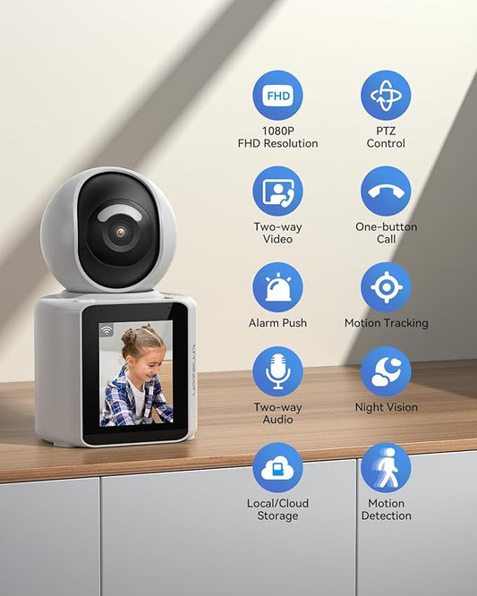 TMEZON 2pk Two Way Audio Video Pet Dog Camera with Speaker Video Calling Devices for Grandparents Wireless Security Camera Indoor Monitor 1080P with Phone app Motion Detection