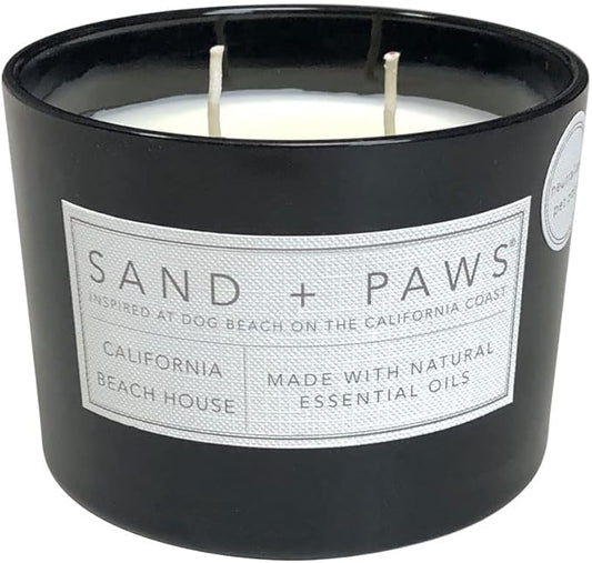 Sand + Paws Scented Candle - California Beach House–Luxurious Air Freshening Jar Candles Neutralize pet Odors and Enhance Home décor – 100% Cotton Lead-Free Wicks - 12oz