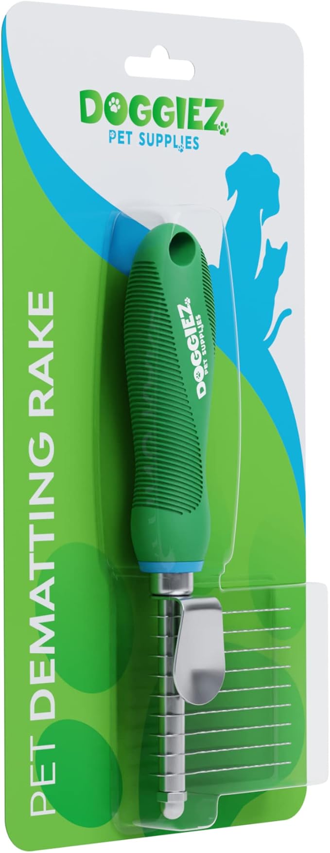 Pet Dematting Comb for Dogs & Cats - Long Hair to Medium with Safety Edge Matted Fur Rake Blades - Undercoat Mat, Tangle & Knot Remover Grooming Tool - Detangler Rake Brush