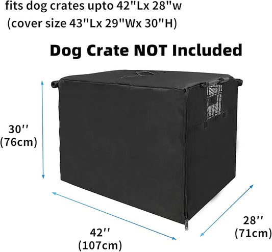 42 Inch Dog Crate Cover Dog Kennel Cover, Large XL Dog Crate for Large Dogs Wire Dog Cage with1 2 3 Doors, Waterproof 600D Oxford Fabric Indoor/Outdoor Black