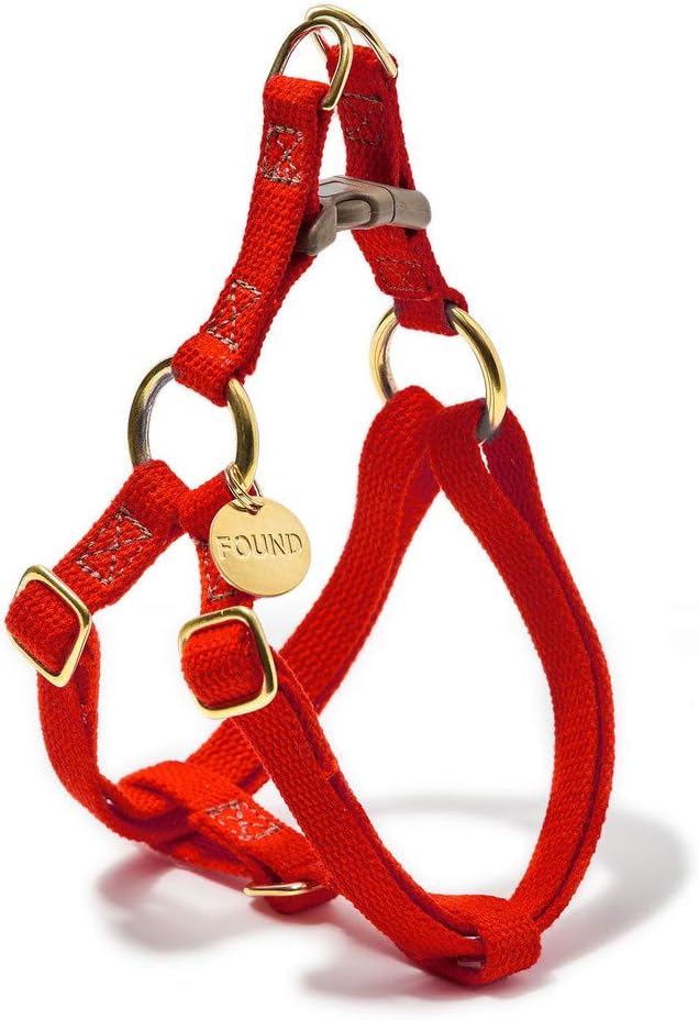 Found My Animal - Red Cotton Cat & Dog Harness (Large) - Hand Dyed & Crafted Dog Harness - Adjustable, Pet Harness with Solid Brass Rings & Buckle - Dog Training Harness - Made in USA
