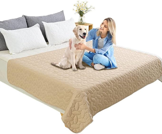 Ameritex Pet Bed Cover Dog Bed Blanket for Sofa and Furniture Waterproof New Pattern Design (68x82 Inch, Beige)