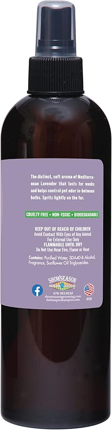 Showseason Bath & Brush Therapies® Lavender Kiss Pet Cologne 12.5 oz For Dogs | Long-Lasting Odor Eliminator | Paraben-Free | Biodegradable and Non-Toxic | Made in USA