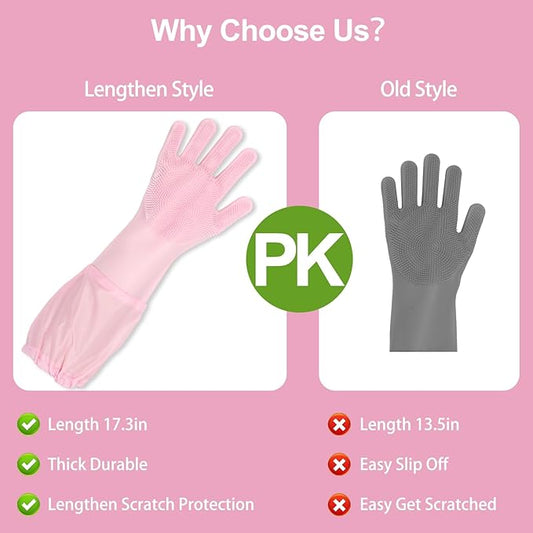 6PCS Pet Grooming Set - Lengthen Dog Washing Gloves, Dog Bath Brush, Dog Toothbrush Finger, Dog Shampoo Brush, Silicone Pet Bathing Gloves for Gentle Cleaning, Massaging, Shedding (Pink Grooming Set)
